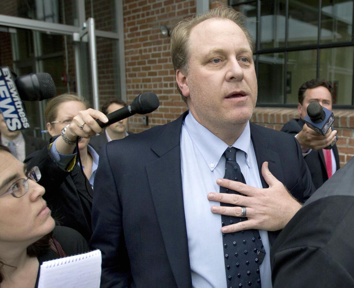 Former major league pitcher Curt Schilling, shown in 2012, made too many controversial statements for ESPN. He was fired by ESPN in April of 2016.