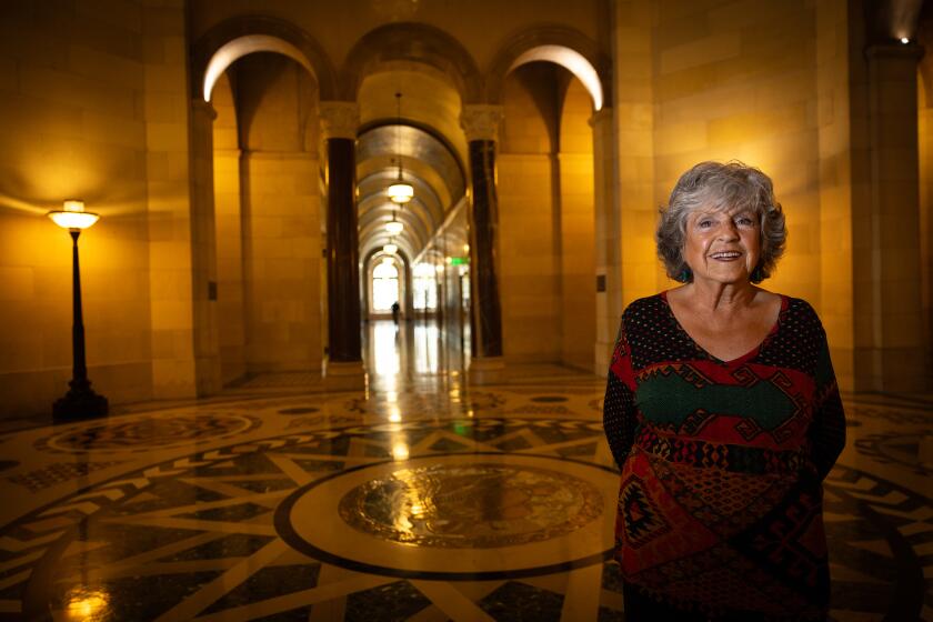 Los Angeles, CA - August 30: Harbor Commissioner Diane Middleton is photographed at Los Angeles City Hall rotunda in Los Angeles Friday, Aug. 30, 2024. LA Mayor Karen Bass has opted not to renew harbor Commissioner Diane Middleton for another five-year term. (Allen J. Schaben / Los Angeles Times)