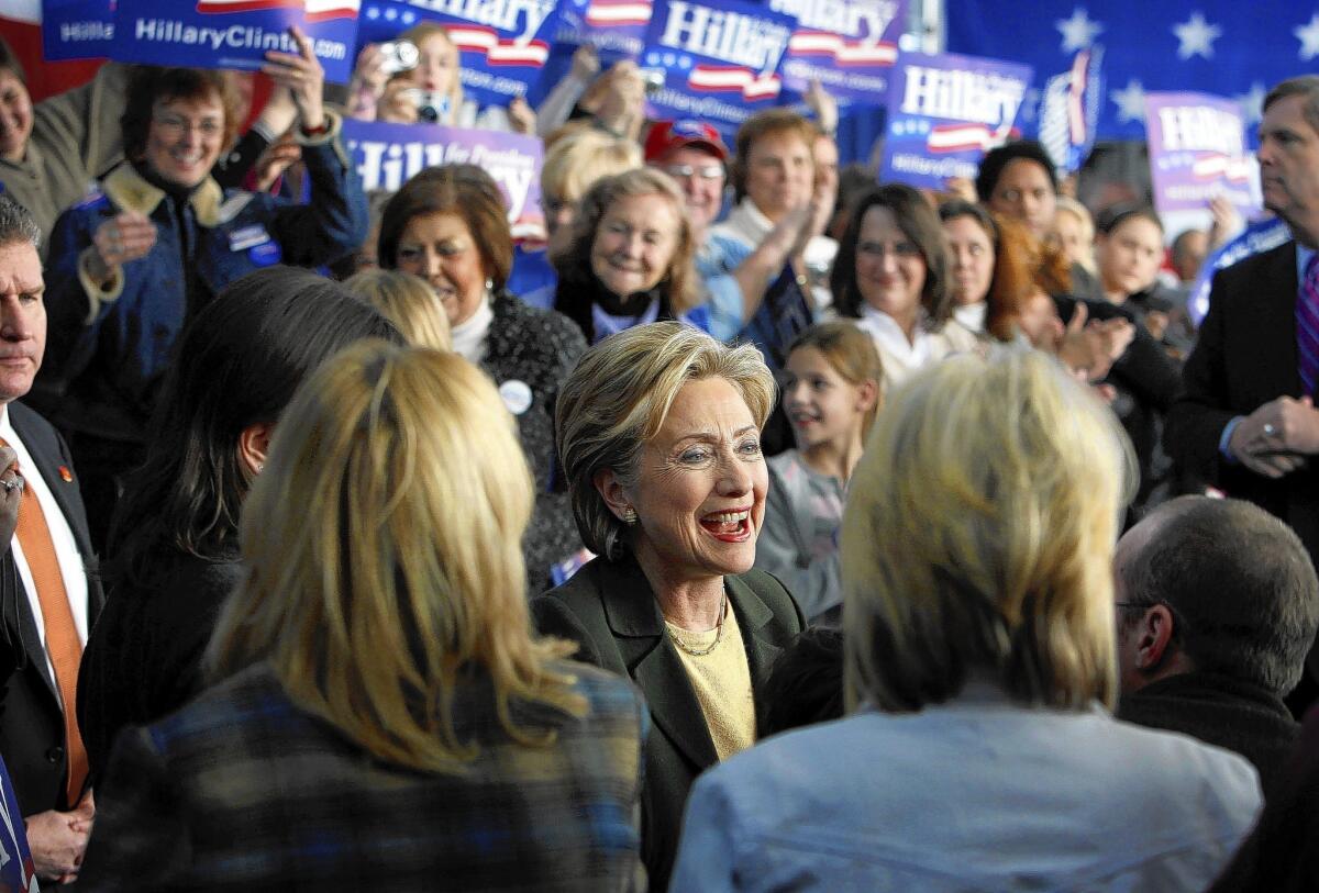 Hillary Rodham Clinton campaigns in Cedar Rapids, Iowa, in 2008. Clinton remains popular among Iowa Democrats, but she hasn't said whether she'll run for president in 2016.