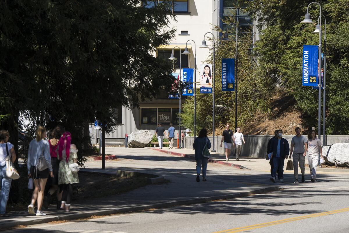 Students walking on the UC Santa Cruz campus