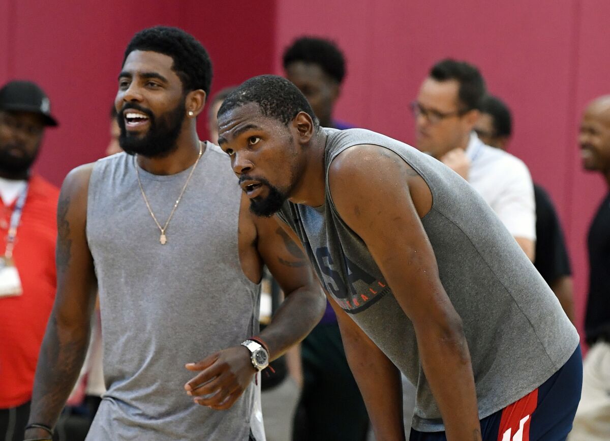 Former Team USA teammates Kyrie Irving and Kevin Durant will join forces in Brooklyn next season after Durant recovers from Achilles tendon surgery.
