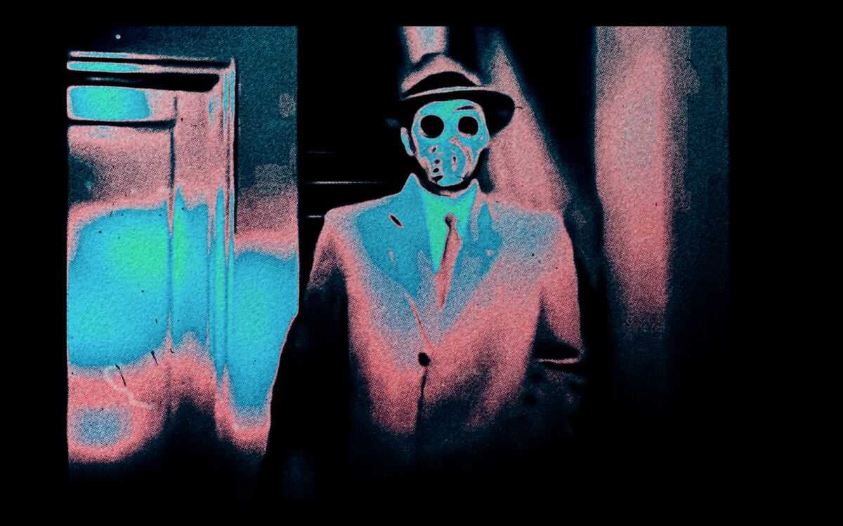 An image of a man wearing a fedora and a mask