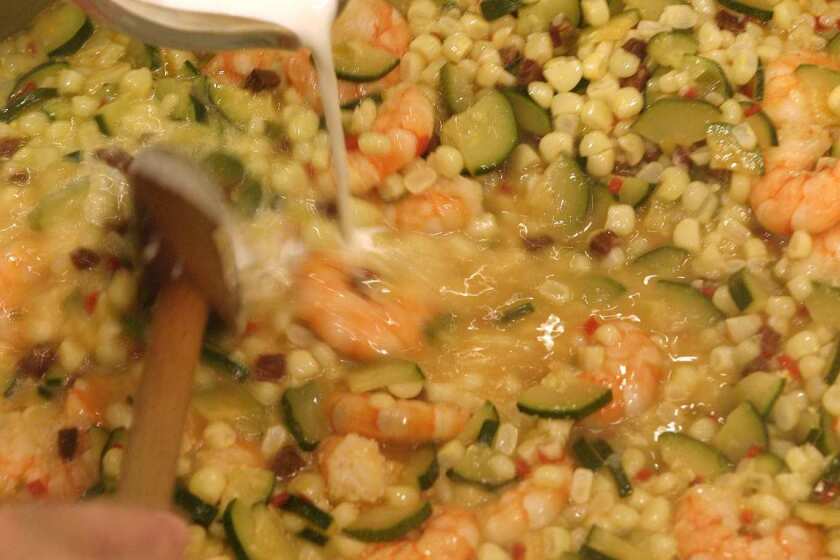 Recipe: Sweet corn and shrimp risotto.