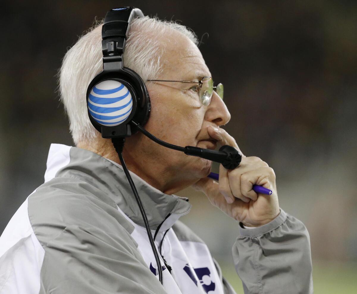 Kansas State Coach Bill Snyder looks on during the second half of the Wildcats' 38-27 loss to Baylor on Dec. 6.