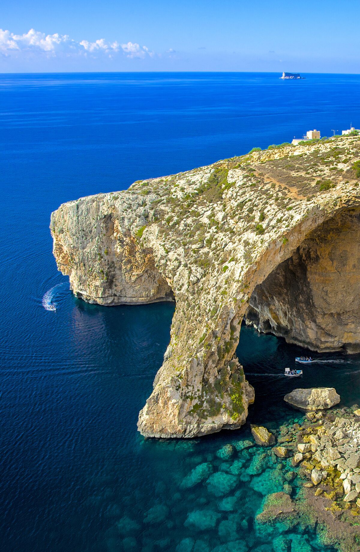 Natural rock formations of Blue Grotto, on southeast coast of Malta.