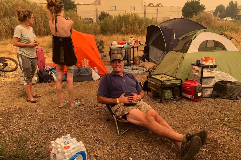 Rick Wright, 60, was at the Douglas County Community Center in Gardnerville, Nev., after evacuating from the Caldor fire.
