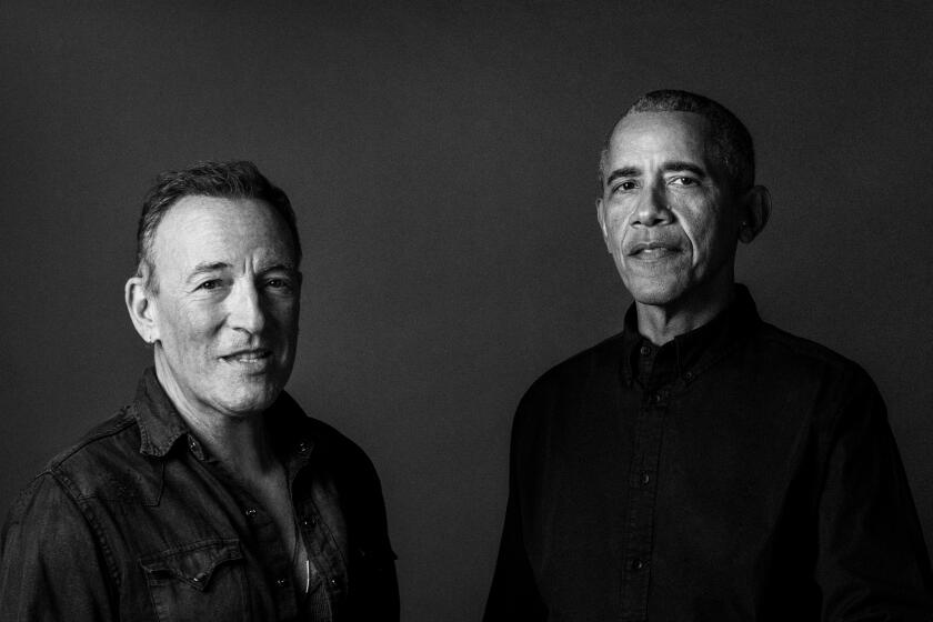 Bruce Springsteen, left, and Barack Obama talk race, reparations and American ideals in their new book.