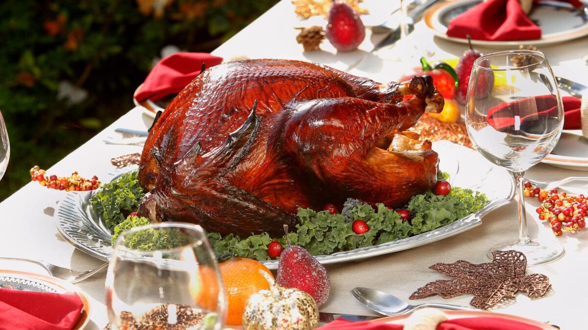 The Thanksgiving centerpiece: a smoked maple turkey.