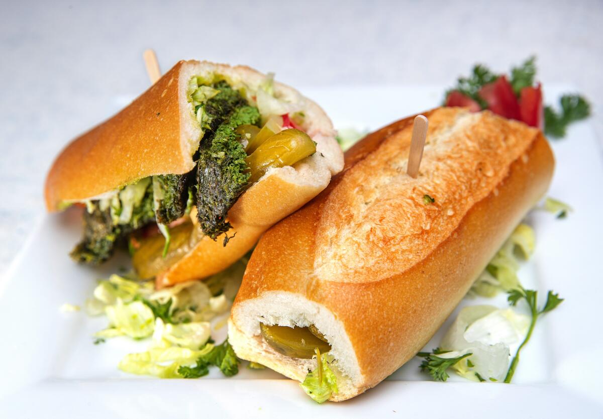 The kuku sabzi sandwich from Westwood’s Attari Sandwich Shop.
