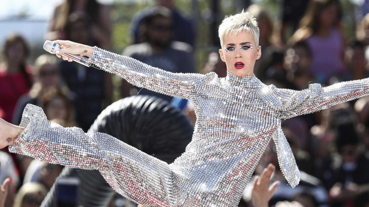 Katy Perry gave a seam-splitting show Monday in downtown L.A.