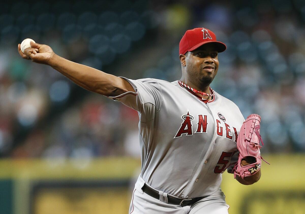Angels starter Jerome Williams delivers a pitch during the first inning of Friday's 4-2 victory over the Houston Astros.