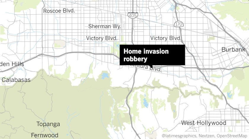 Police are searching for five men suspected in a home invasion robbery in Sherman Oaks late Nov. 6.