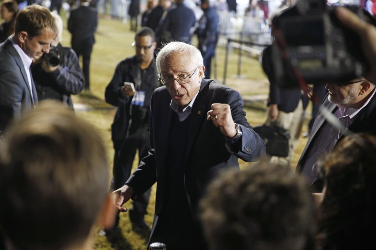 Sen. Bernie Sanders campaigns in North Las Vegas. He is seeking to boost his support among Latinos in the state, which holds one of the first contests of the nominating season.