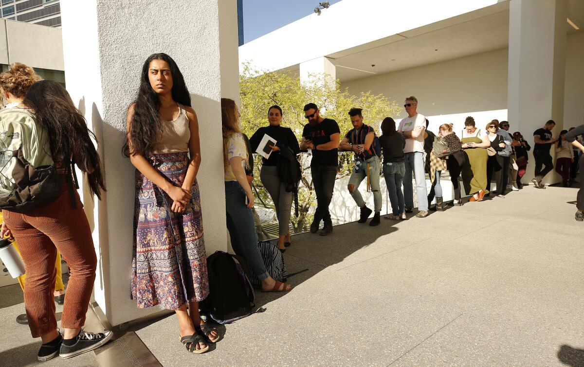 A line of voters at the Hammer Museum 