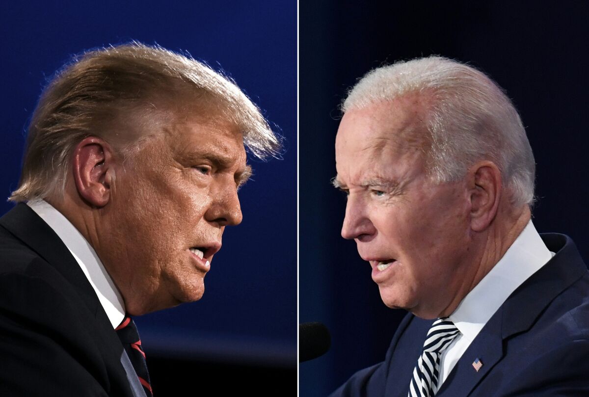 President Trump and former Vice President Joe Biden debate in Cleveland on Tuesday night.