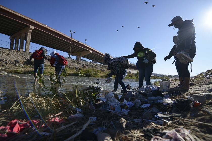 Migrants in Ciudad Juarez, Mexico, head for the U.S. border.
