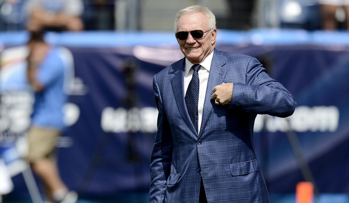 Dallas Cowboys owner Jerry Jones said he has been barred from talking about Cleveland Browns backup quarterback Johnny Manziel.