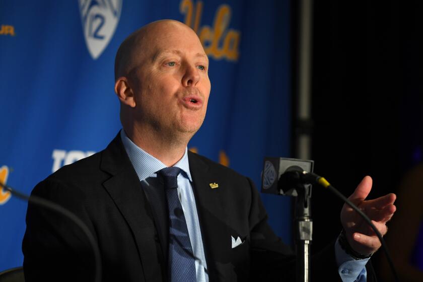 LOS ANGELES, CA - APRIL 10: Mick Cronin speaks to the media after he was introduced as the new UCLA Mens Head Basketball Coach at Pauley Pavilion on April 10, 2019 in Los Angeles, California. (Photo by Jayne Kamin-Oncea/Getty Images)