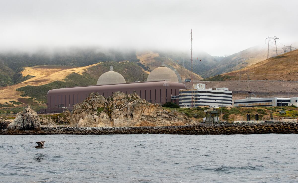 The twin domes of California's Diablo Canyon nuclear power plant, along the state's Central Coast.