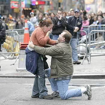 On one knee