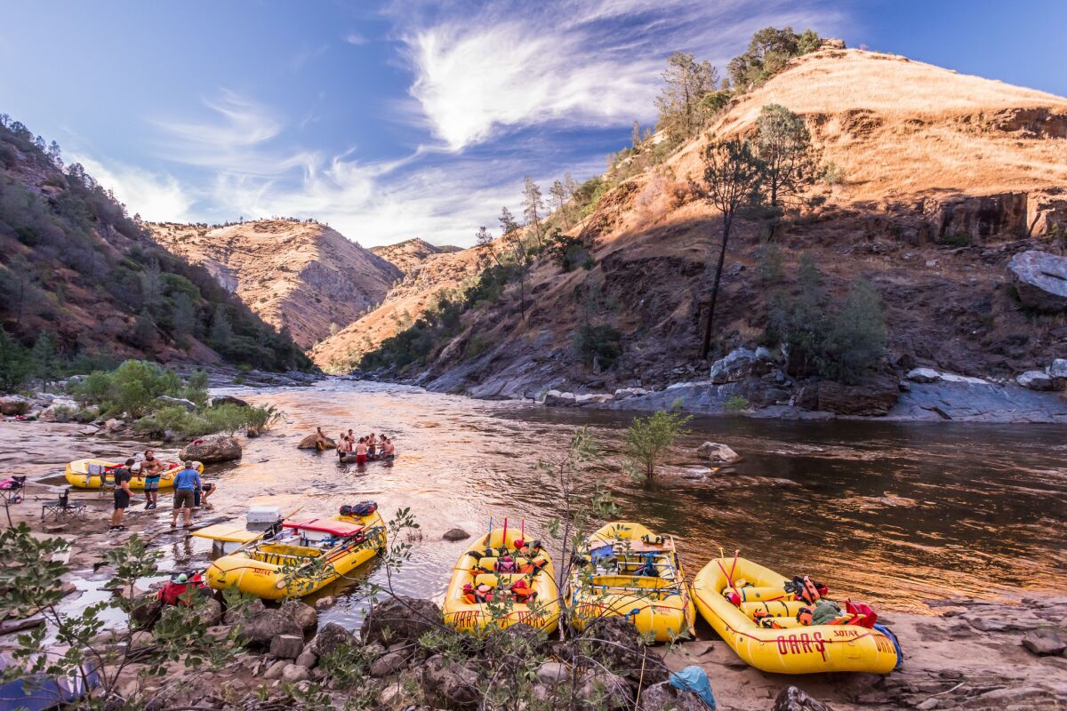 Rafts on the Tuolumne River.