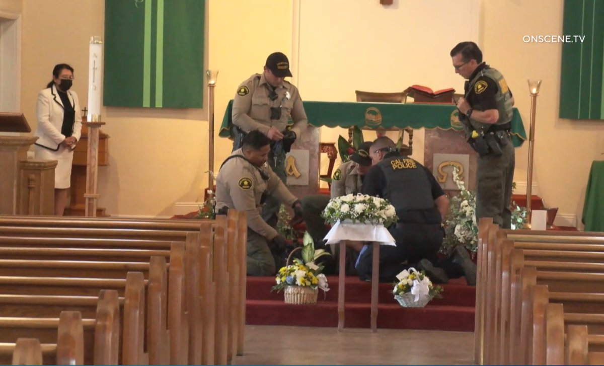 Deputies arrested a man wanted on a felony warrant inside a Chula Vista church Thursday after a pursuit.