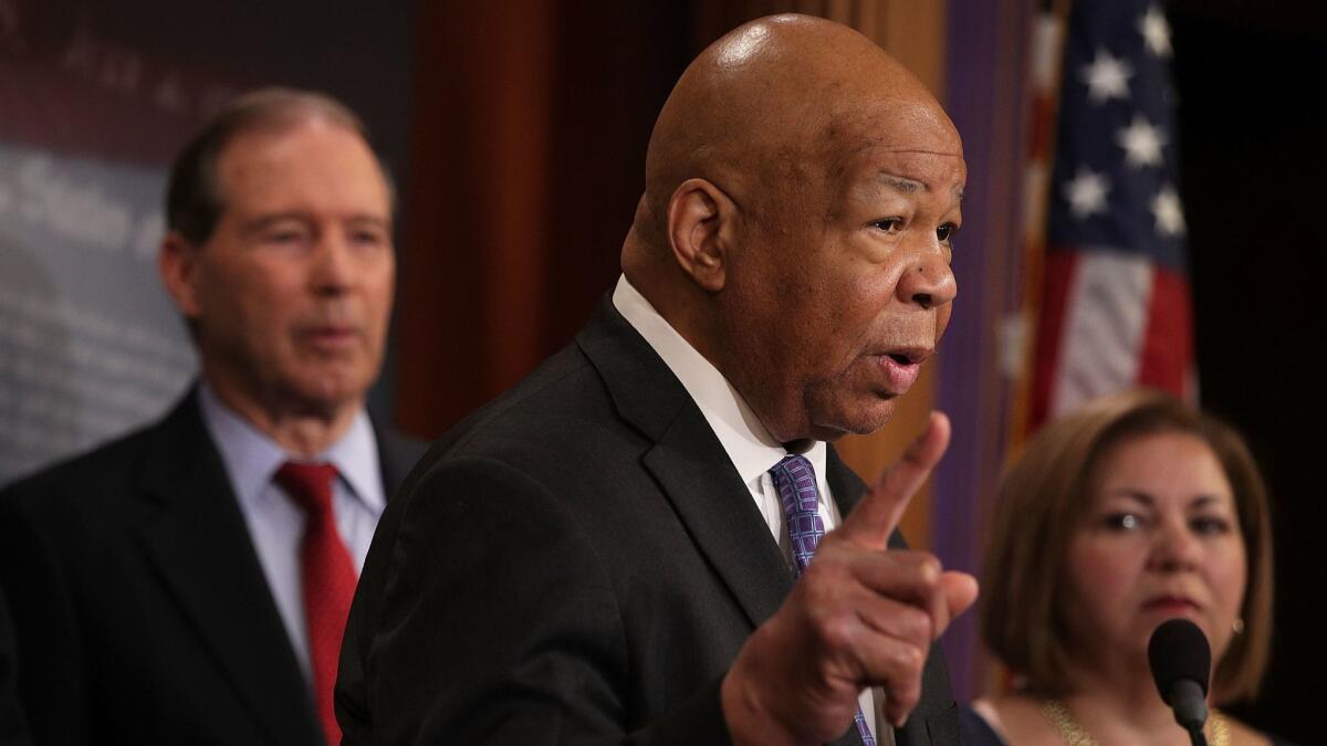 U.S. Rep. Elijah Cummings speaks during a news conference at the Capitol April 27, 2017 in Washington, DC. Congressional Democrats held a news conference to discuss the first 100 days of the Trump presidency.