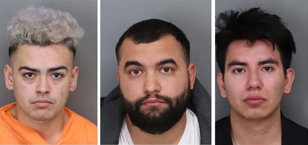 Encino Limon, left, Eric Trejo and Irving Galvan were arrested Jan. 5 during an investigation into the whereabouts of a missing teenage girl, police say. 