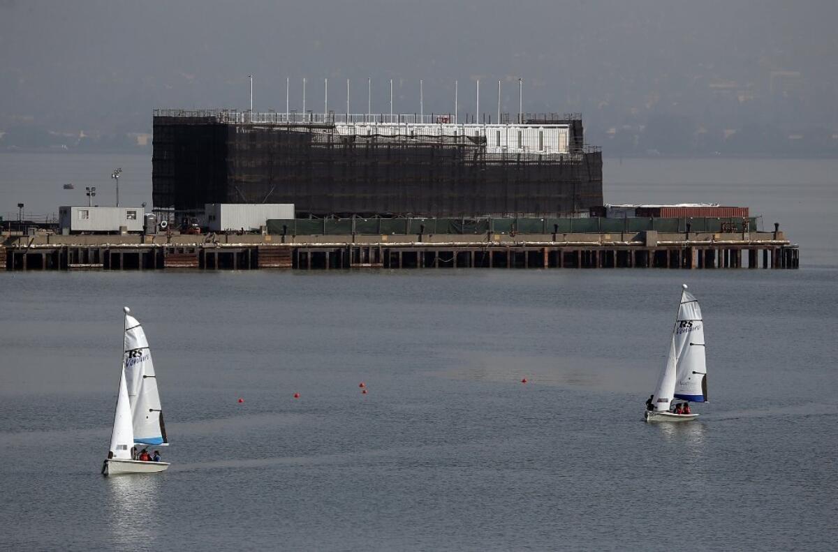 Google's mysterious barge has arrived at the Port of Stockton.