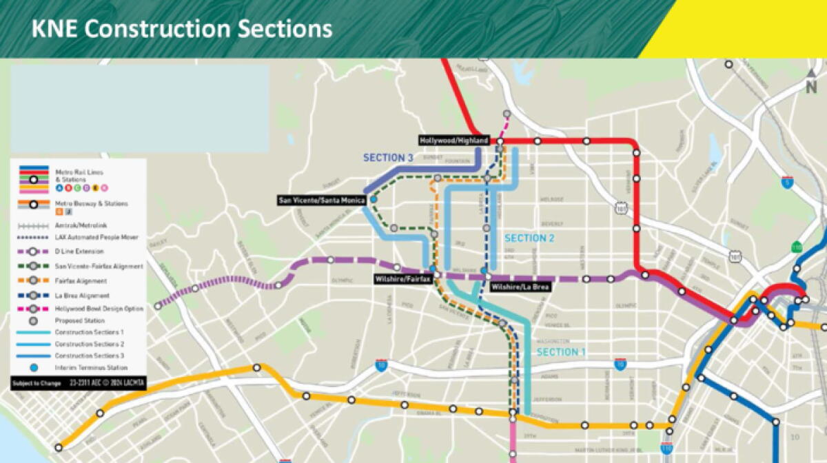 Line:1 Extension Map A train from LAX to Hollywood? Metro proposes K Line extension routes ...