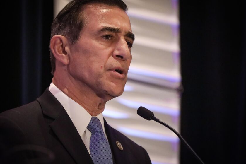 Darrell Issa, former congressman, a Republican candidate for U.S. House of Representatives in the 50th Congressional District, during the 50th District Congressional Debate in Mission Valley, February 14, 2020 at the DoubleTree by Hilton Hotel San Diego.