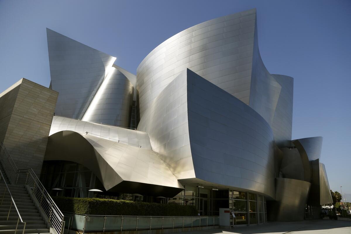 The exterior of Disney Hall is seen on Aug. 15, 2013. (Kirk McKoy / Los Angeles Times)