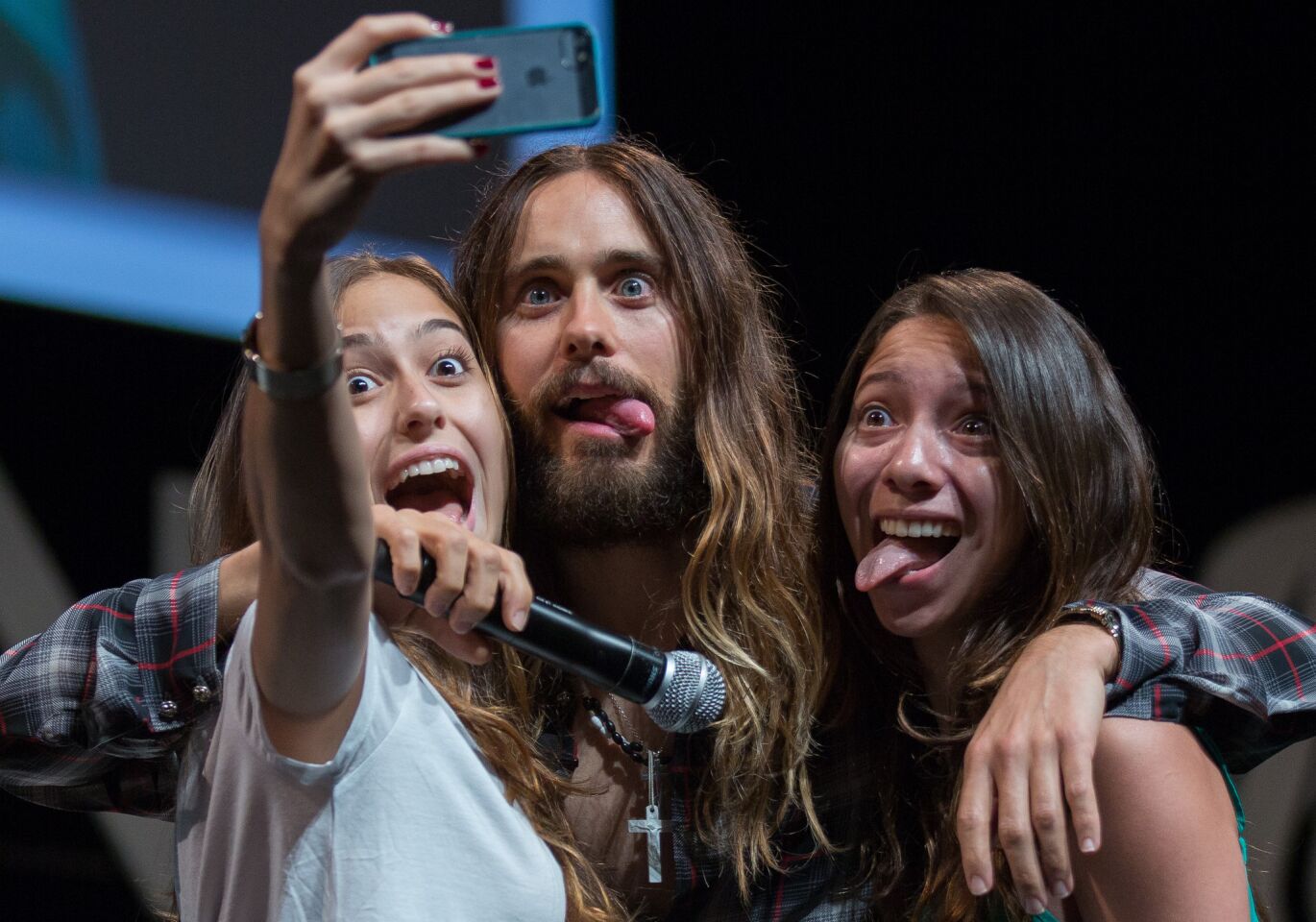 Jared Leto with fans at the 2014 Cannes Lions in Cannes, France.