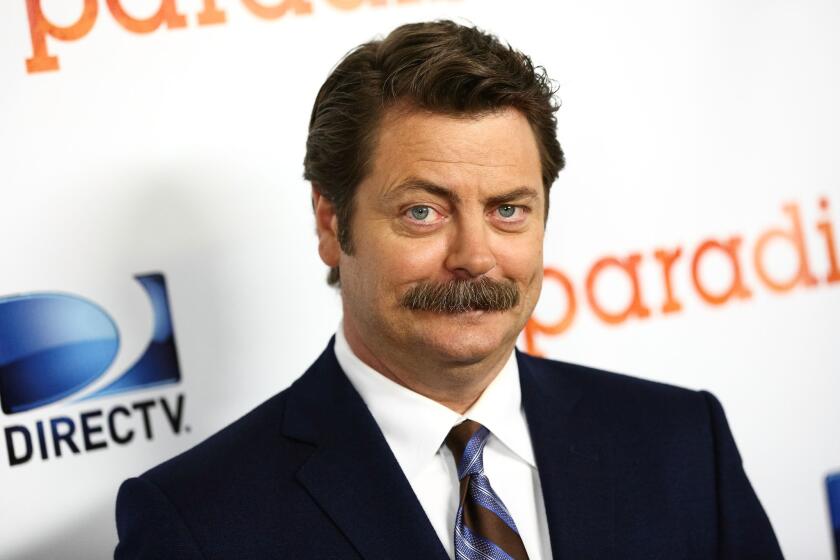 Nick Offerman attends the premiere of DirecTV's "Paradise" in Los Angeles.