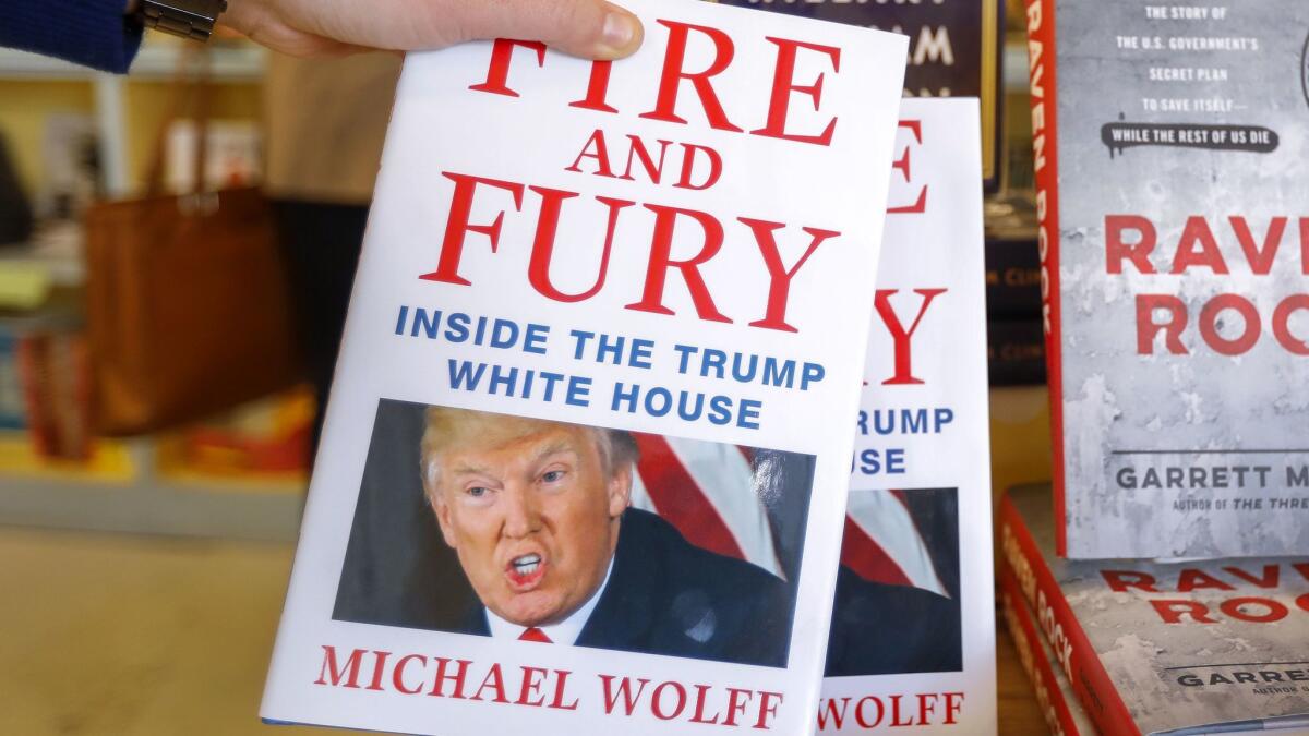Michael Wolff's book 'Fire and Fury' on sale at the Little Shop of Stories bookstore in Decatur, Ga., on Friday.