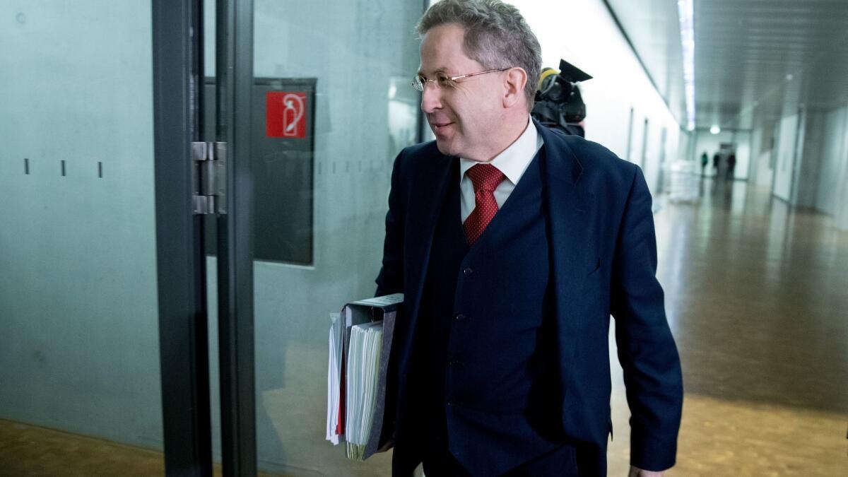 Hans-Georg Maassen, head of Germany's domestic intelligence service, in Berlin on Wednesday.