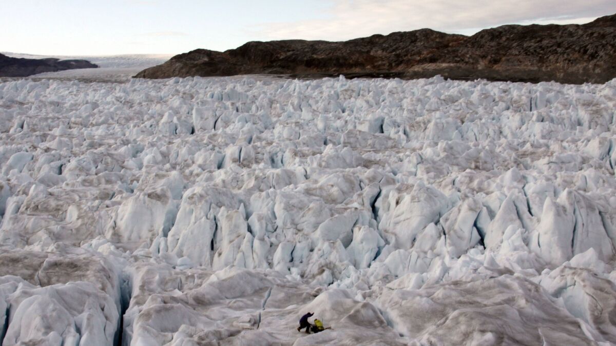Helheim Glacier is one of several major glaciers in Greenland that has accelerated recently, contributing to the melt of the ice sheet and a rise in the sea level.