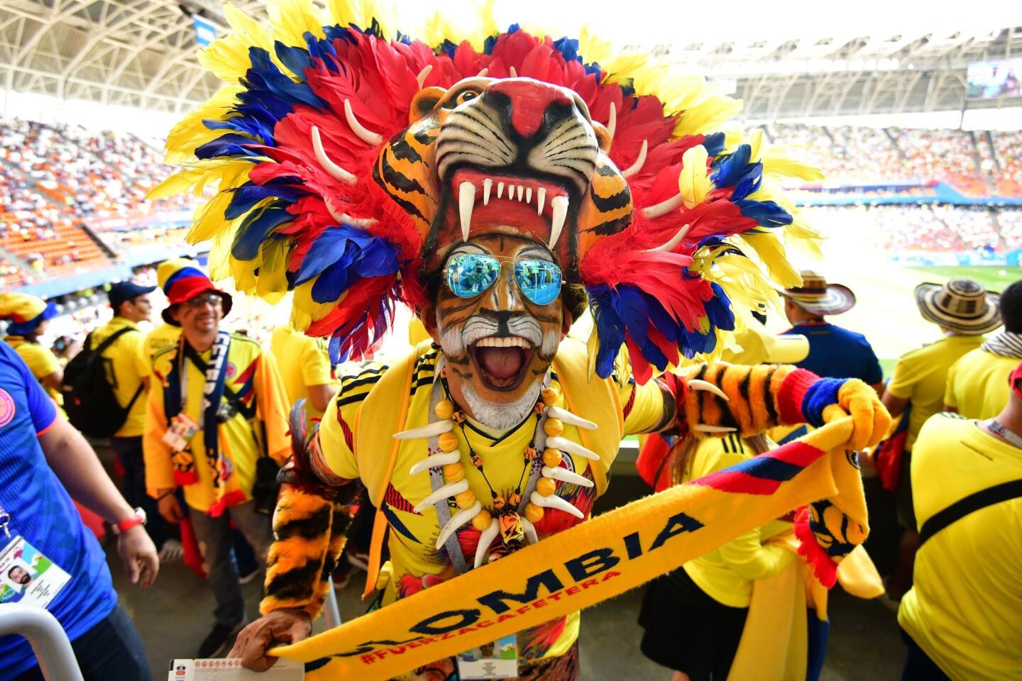Los aficionados de la selección de Colombia es de la más colorida del Mundial.