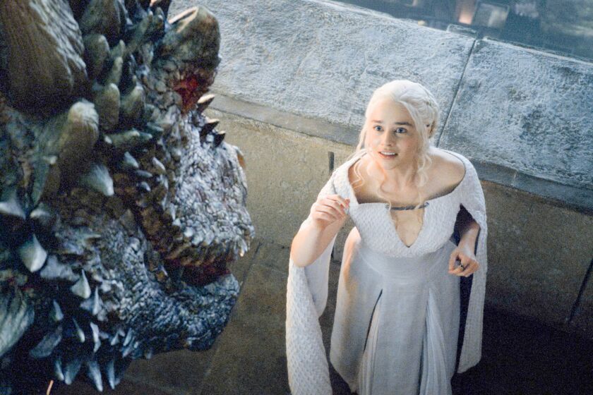 Scene from Season 5 of HBO's series, Game Of Thrones. Emilia Clarke. photo: courtesy of HBO