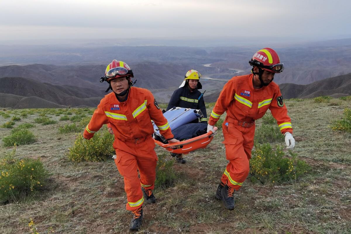 Rescuers head toward an incident.