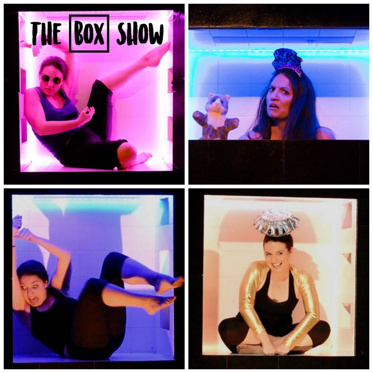 "The Box Show" is a one-woman production with Dominique Salerno playing 30 roles inside a box.