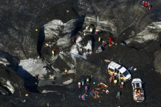 Rescue teams at the scene after an ice cave partially collapsed, at the Breidamerkurjokull glacier, in southeastern Iceland, Monday, Aug, 26, 2024. (STOD2/ Vilhelm Gunnarsson via AP)