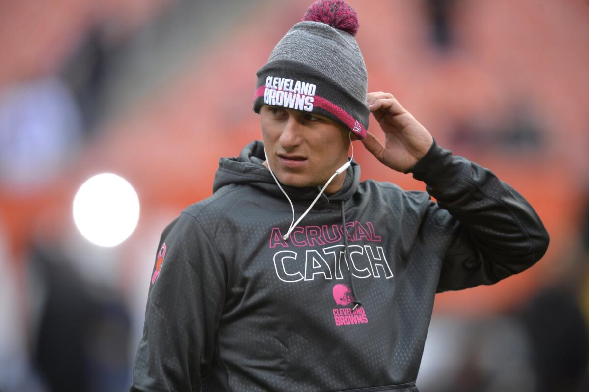 Quarterback Johnny Manziel warms up before the Browns' Oct. 18 game against Denver in Cleveland.