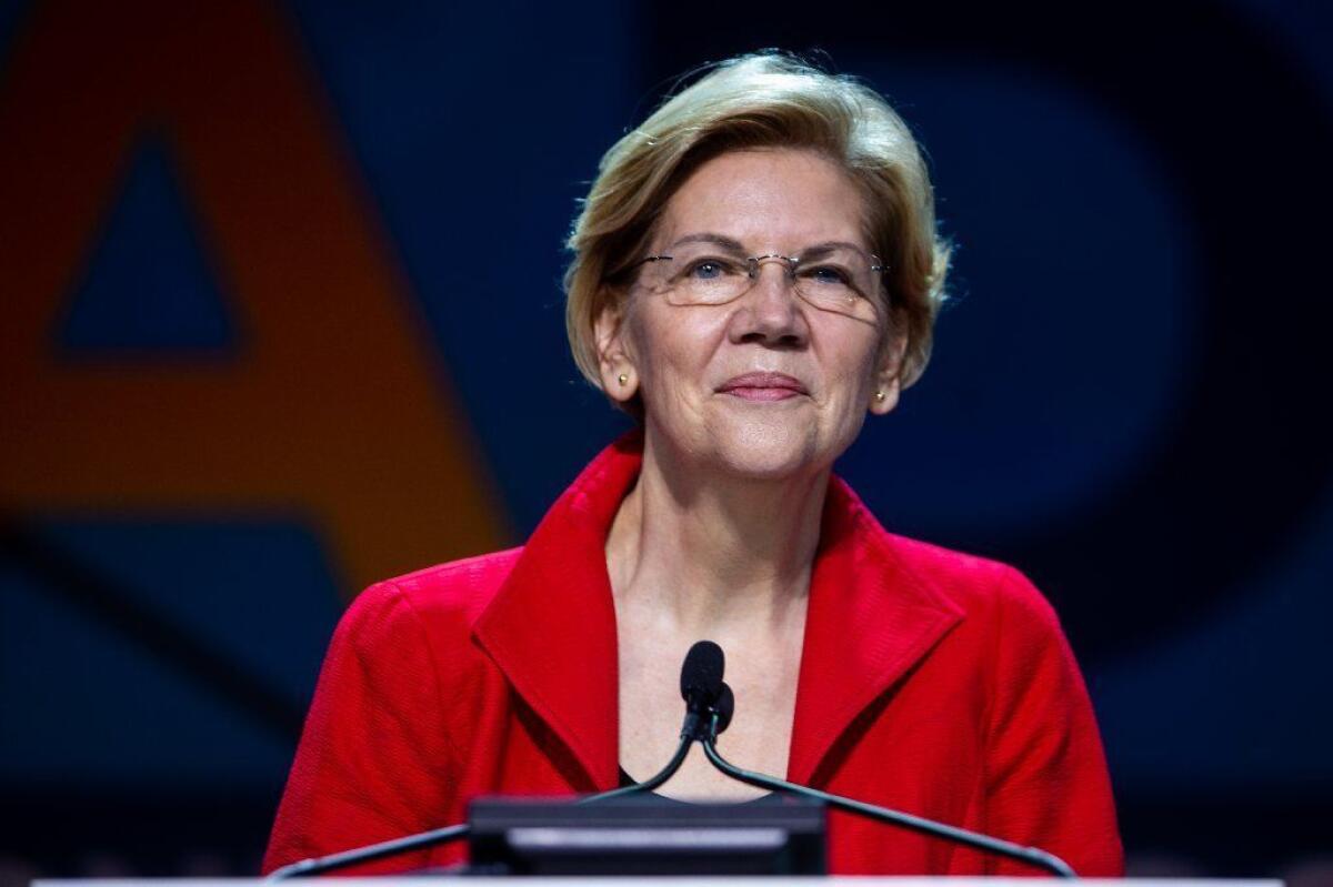 Presidential candidate Sen. Elizabeth Warren speaks on day 2 of the 2019 California State Democratic Party Convention in San Francisco, Calif. on June 1.