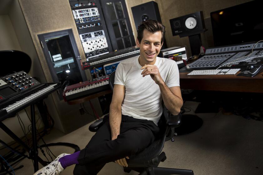 Veteran music producer Mark Ronson inside the Santa Monica music studio where he put together his latest album, "Uptown Special."