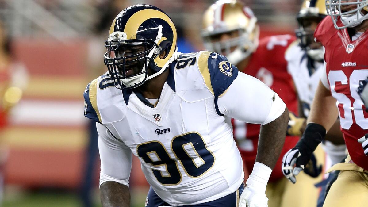 Michael Brockers is one of three Rams defensive linemen who missed last week's game and are questionable for the game in Detroit on Sunday.