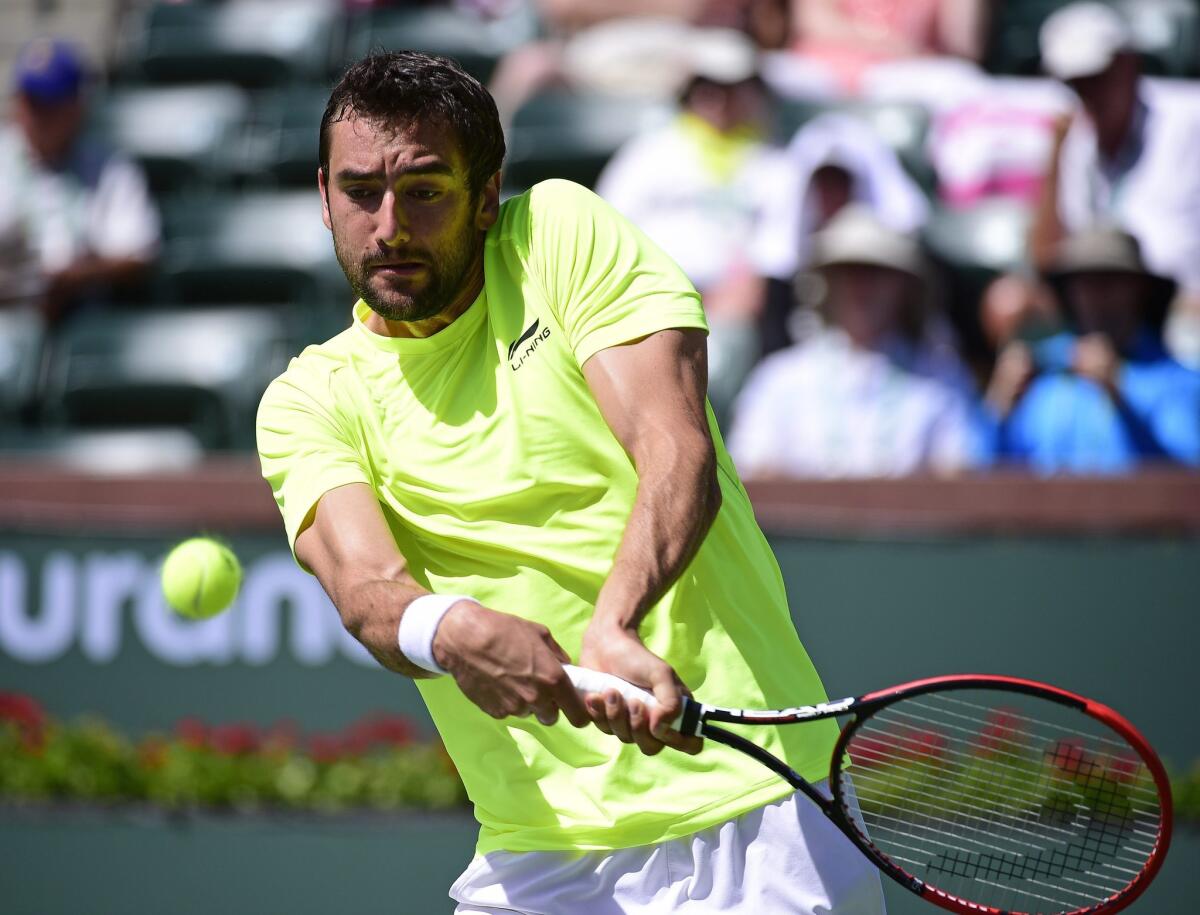 Marin Cilic hadn't played since November due to a sore shoulder, and it showed during Saturday's 6-4, 6-4 loss to Juan Monaco during the Paribas Open at Indian Wells.