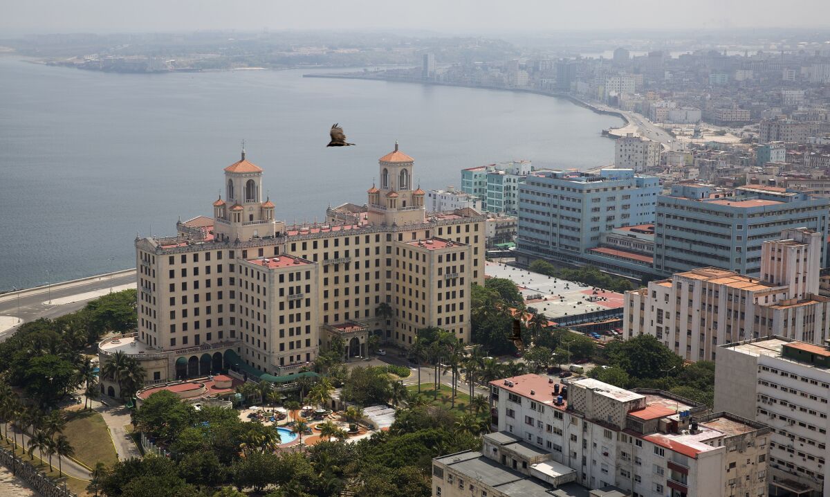 A view of the Hotel Nacional de Cuba and central Havana from the La Torre restaurant atop the Fosca Building on April 24, 2015.
