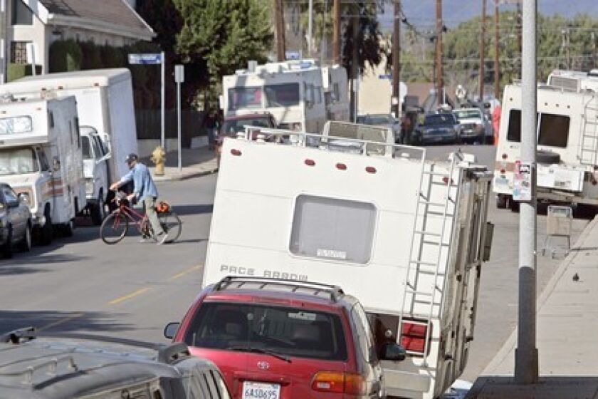 The overnight parking of vehicles like these, along 7th Street, has divided Venice residents.