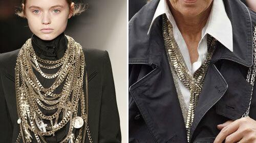 Givenchys chunky gold crosses and links, left, were quick to be picked up by the fashion crowd during Paris Fashion Week.